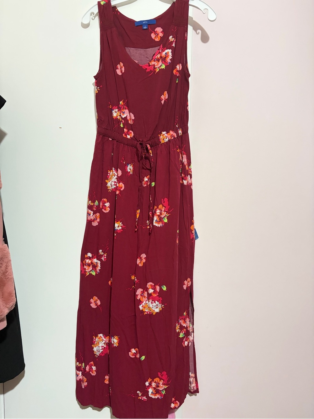 Apt. 9 Burgundy Floral V-Neck Sleeveless Maxi Dress - Picture 2 of 13